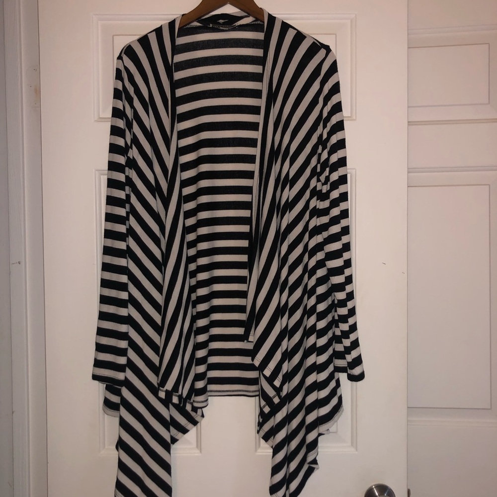 Black and white striped cardigan